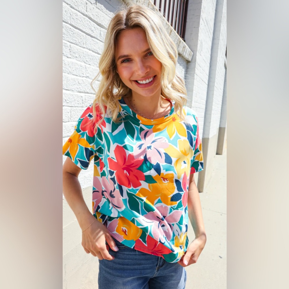 Sunshine Garden Floral Print Top